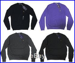 $695 Ralph Lauren Purple Label Mens Slim Wool Equestrian Crew Pony Logo Sweater