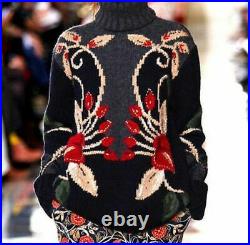$700 Tory Burch Rianna Intarsia Turtleneck Runway Dress Sweater Top 6 8 MEDIUM