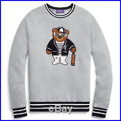 $795 Ralph Lauren Purple Label Italy Polo Bear Fleece Leather Sweatshirt Sweater