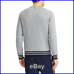 $795 Ralph Lauren Purple Label Italy Polo Bear Fleece Leather Sweatshirt Sweater