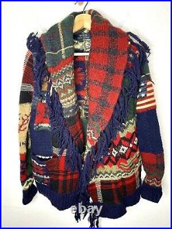 $798 Polo Ralph Lauren Medium Flag Cardigan Southwestern Fringe Chief Sweater