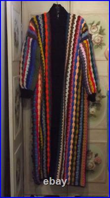 #8423 Beautiful! New Hand Crocheted Extra Long Bulky Sweater Size Med-x Large