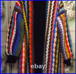 #8423 Beautiful! New Hand Crocheted Extra Long Bulky Sweater Size Med-x Large