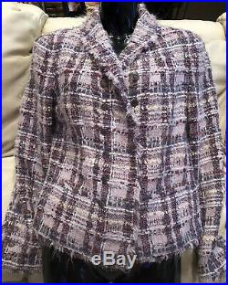 $8k CHANEL 05p Tweed FUR 2005 BOUCLE 40 6 8 42 Coat JACKET Top Dress Sweater M S