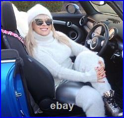90% Fuzzy & Fluffy Angora Turtleneck With Fitted Stockings And Toque/beanie Hat