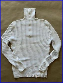 90's HELMUT LANG Vintage ARCHIVE ITALY White ELASTIC SEAM medium 50 Sweater