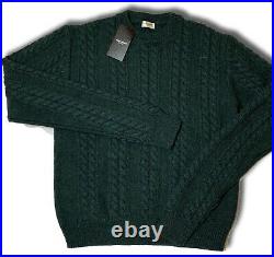 $930 Saint Laurent Wool Cable Green Sweater Size Medium Made in Italy