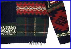 $995 Men Polo Ralph Lauren Indian Head Chief Bear Flag Plaid Patchwork Sweater M