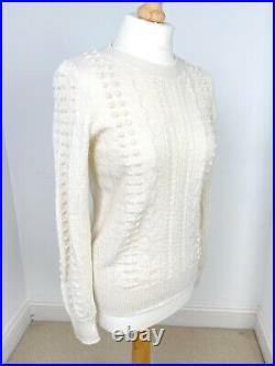 A. P. C. Alpaca Merino Jumper Sweater new white bobble cable knit 12 Large Medium