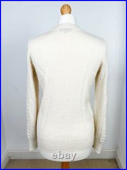A. P. C. Alpaca Merino Jumper Sweater new white bobble cable knit 12 Large Medium