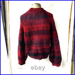 ACNE STUDIOS Wool+Mohair+Nylon Sweater Ribbed Jumper Red Gradients Size Medium
