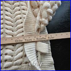 AKNVAS Jules Cream Wool Blend Wavy Knit Ruffle Shoulder Sweater Size M