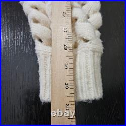 AKNVAS Jules Cream Wool Blend Wavy Knit Ruffle Shoulder Sweater Size M