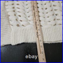 AKNVAS Jules Cream Wool Blend Wavy Knit Ruffle Shoulder Sweater Size M