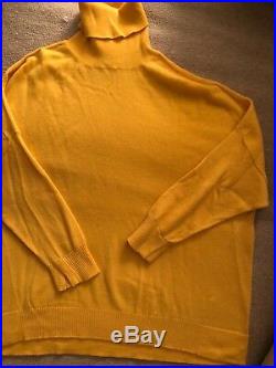 AUTHENTIC Jil Sander Yellow Cashmere Dolman Sleeve Turtleneck Sweater Top Size L