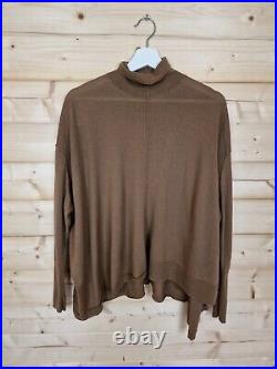 Acne Womens 100% Wool Zola Oversized Brown Boxy Sweater Jumper Roll Neck Medium