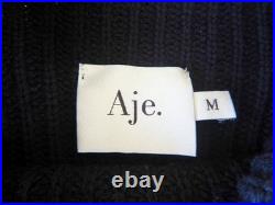 Aje Australia Women's Designer Black Cotton Knit Sweater Jumper Size Medium