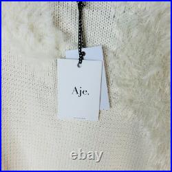 Aje Jumper Dominique NEW White Size Medium Long Sleeve Sweater