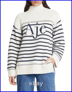 Aje Logo Knit Jumper Size M Medium Ernestine Striped Sweater Long Sleeve Winter