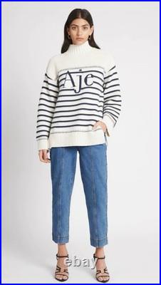 Aje Logo Knit Jumper Size Medium Ernestine Striped Sweater Long Sleeve Winter