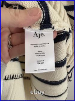 Aje Logo Knit Jumper Size Medium Ernestine Striped Sweater Long Sleeve Winter Aje Logo Knit Jumper Size Medium Ernestine Striped Sweater Long Sleeve Winter