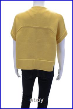 Akris Womens Wool Medium Knit Cropped Short Sleeve Shrug Sweater Yellow Size M