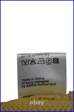 Akris Womens Wool Medium Knit Cropped Short Sleeve Shrug Sweater Yellow Size M