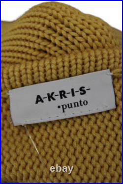 Akris Womens Wool Medium Knit Cropped Short Sleeve Shrug Sweater Yellow Size M