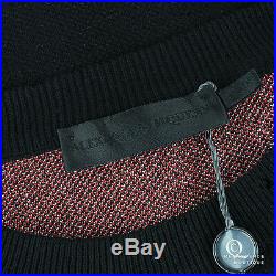 Alexander McQueen Black Dark Pink Intarsia Skull Sweater Jumper Knitwear L IT50