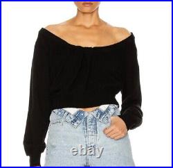 Alexander Wang cropped tulle trimmed wool blend draped neck sweater sizeM
