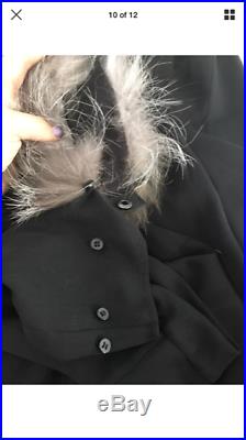 Alice + Olivia Alesia Black Silver Fox Fur Cuff Sweater Dress Size M NWOT