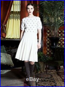 Alice + Olivia Bay Pearl Crystal Embellished Wool Dress Sweater Top 4 6 / Medium