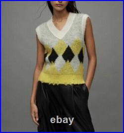 AllSaints Diamond Intarsia Hove Sleeveless Pullover Sweater Vest New Sz M