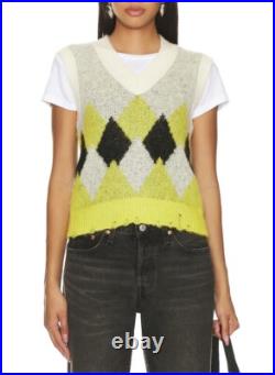 AllSaints Diamond Intarsia Hove Sleeveless Pullover Sweater Vest New Sz M