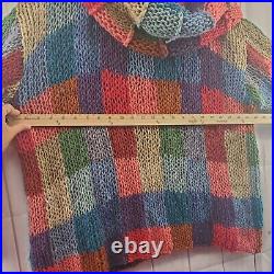 Amano Sweater Womens Medium Large Hi Low Hem Vintage Turtleneck Open Knit Wool