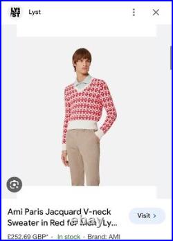 Ami Paris v neck jacquard sweater