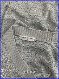 Amina Rubinacci Long Cashmere Sweater Cardigan Gray Sequin Size 42 Small US 6