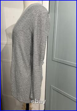 Amina Rubinacci Long Cashmere Sweater Cardigan Gray Sequin Size 42 Small US 6 Amina Rubinacci Long Cashmere Sweater Cardigan Gray Sequin Size 42 Small US 6