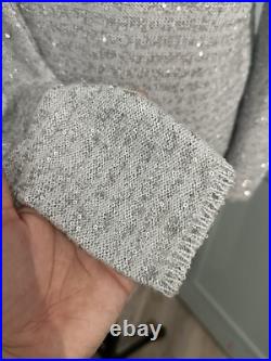 Amina Rubinacci Long Cashmere Sweater Cardigan Gray Sequin Size 42 Small US 6 Amina Rubinacci Long Cashmere Sweater Cardigan Gray Sequin Size 42 Small US 6