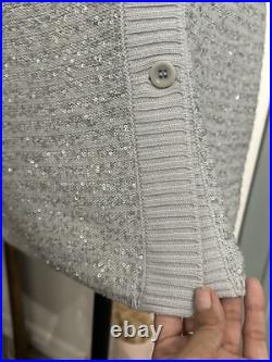 Amina Rubinacci Long Cashmere Sweater Cardigan Gray Sequin Size 42 Small US 6 Amina Rubinacci Long Cashmere Sweater Cardigan Gray Sequin Size 42 Small US 6