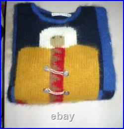 Angora rabbit hair fuzzy sweater, M, super thick cable knit, art Eskimo