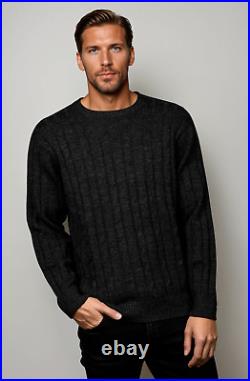 Ansett Pure Wool Cable Knit Crew Neck Jumper Sweater Knitwear Charcoal Grey Ansett Pure Wool Cable Knit Crew Neck Jumper Sweater Knitwear Charcoal Grey