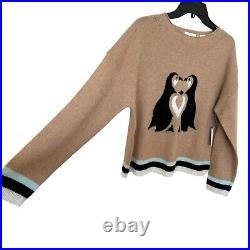 Anthropologie Maeve Cashmere Critter Graphic Sweater Womens Medium Penguin $180