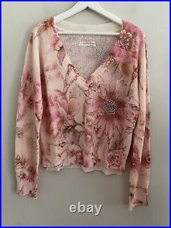 Anthropologie The Dreamer Printed V-Neck Sweater M new nwt