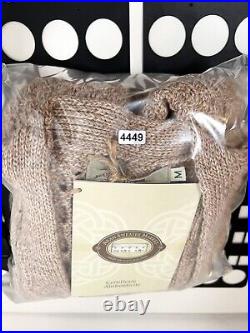 Aran Sweater Market Mens Cardigan Medium Merino Wool Beige Brown Jumper New
