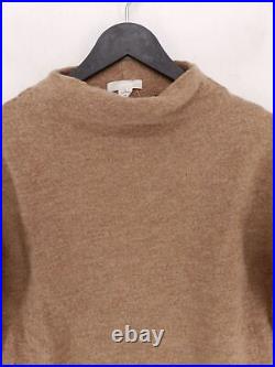 Arket Women's Jumper M Brown Wool with Cotton High Neck Pullover