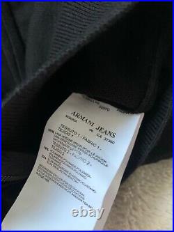 Armani Zip-Up Sweater Medium M Black Virgin Wool