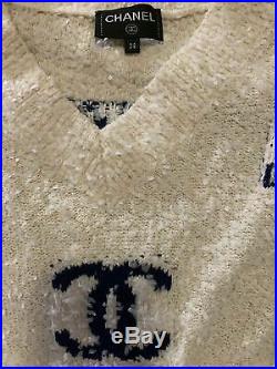 Auth Chanel 2019 CC Logo Two-way Sweater Size38 Us6