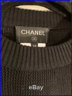 Auth Chanel Black CC Logo Embellished Sweater Size38 Us6