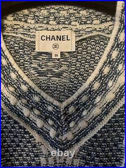 Auth Chanel V-neck Letter Logo Knit Sweater Size 38 Us6 Us8